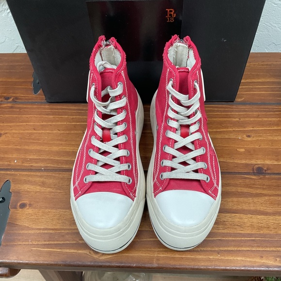 R13 KURT HIGH TOP PLATFORM SNEAKERS IN RED - Picture 3 of 10